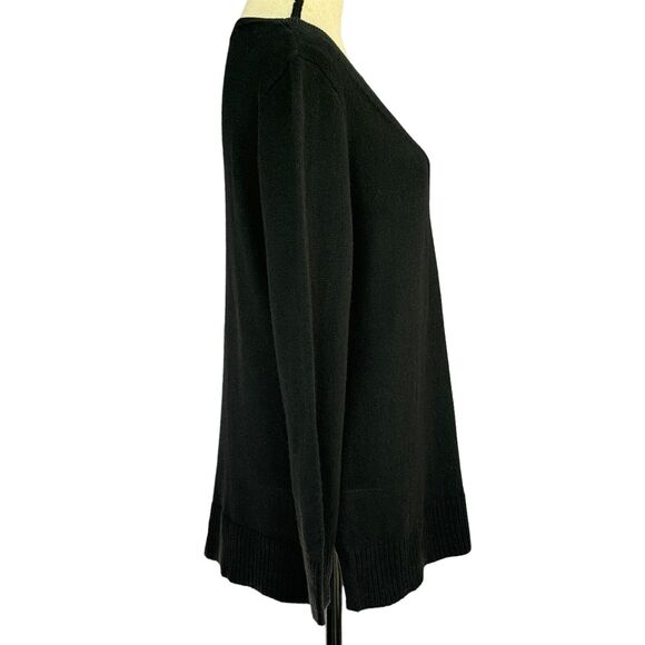 Karen Scott Small Sweater Crossover V-Neck Long Sleeve Stretch Pullover Black - Picture 2 of 7
